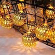 Гирлянда LED Шары металлические с овальным узором 3м 220V Золото