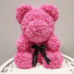 Мишка из 3D роз Zupo Crafts 25 см Розовый + подарочная упаковка
