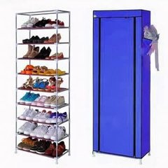 Складна тканинна шафа для взуття на 9 полиць T-1099 Синя