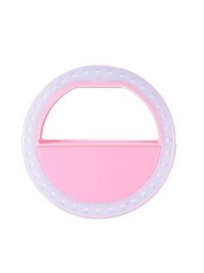 Світлодіодне селф-кільце на батарейках Selfie Ring Light Рожеве