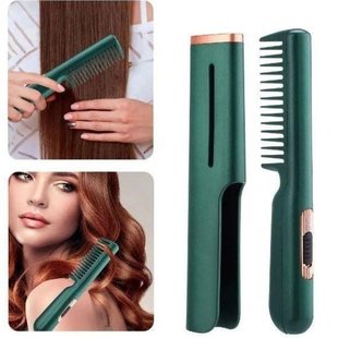 Гребінець для випрямлення волосся електричний з USB-портом Hair Comb Зелений