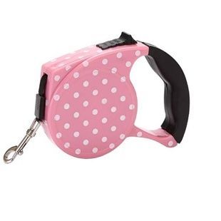 Повідець-рулетка 5м Retractable Dog Leash Рожевий у горошок
