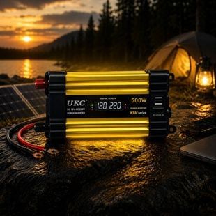 Преобразователь 500W 12V AC/DC KSM LCD+2 USB черный с желтым