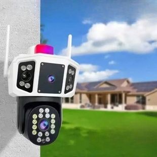 Камера для видеонаблюдения уличная с сиреной на 2 объектива IP WiFi JNice 12mp JE-2203 Белая