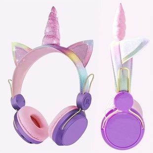 Наушники Беспроводные Единорог Wireless headSet Unicorn AH-808 Фиолетовые