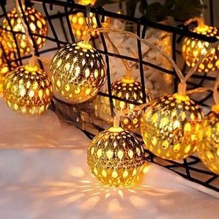 Гірлянда LED Кулі металеві з овальним візерунком 3м 220V.