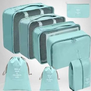 Набор органайзеров для хранения вещей дорожный 8 шт Travel storage bag XL-940 Бирюзовый
