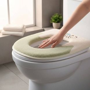 Чохол-сидіння на унітаз із вишивкою двоколірний Fashion Toilet Cushion AND 02 Р Оливковий з бежевим
