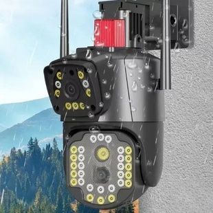 Камера видеонаблюдения 2 объектива 4MP+4MP с удаленным доступом V380 V10 Wi-Fi Черная