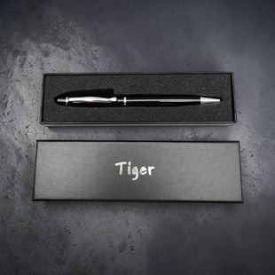 Ручка шариковая металлическая в подарочном футляре Tiger 262 Черная с серым