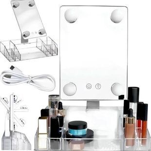 Дзеркало з підсвічуванням та органайзером для дрібниць COSMETIE MIRROR 360 MAG-714 Біле