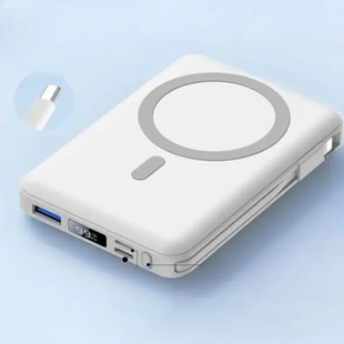 Power Bank з функцією бездротової зарядки та кабелями 10000mAh 20W 5V/3A Azmuth KT-D020 Білий