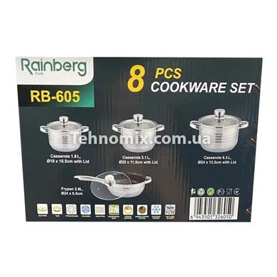 Набір посуду з нержавіючої сталі 8 предметів Rainberg RB-605