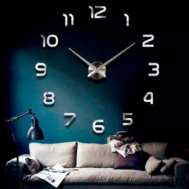 Настінний годинник 3D DIY Clock NEW (з цифрами) Silver