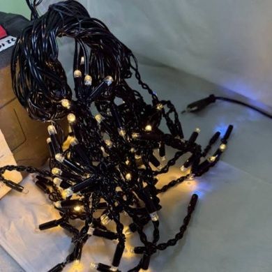 Гирлянда-бахрома 5м 120LED 220V Черный провод, Теплый свет