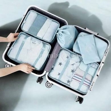 Набор органайзеров для хранения вещей дорожный 8 шт Travel storage bag XL-940 Бирюзовый
