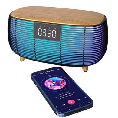 Колонка Bluetooth з годинником та бездротовою зарядкою NSP-2312 Чорна