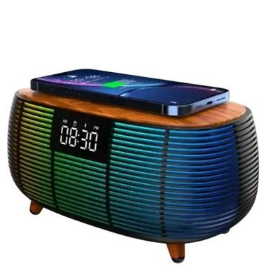 Колонка Bluetooth з годинником та бездротовою зарядкою NSP-2312 Чорна