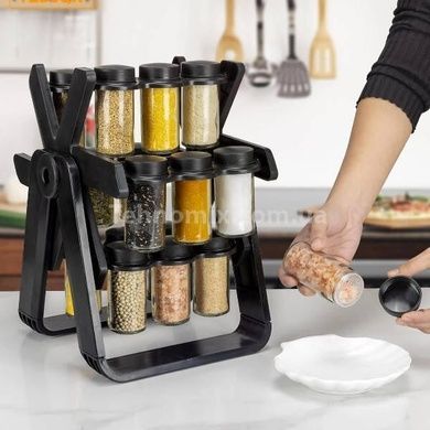 Карусель для спецій 18 відсіків Spice Rack Чорна
