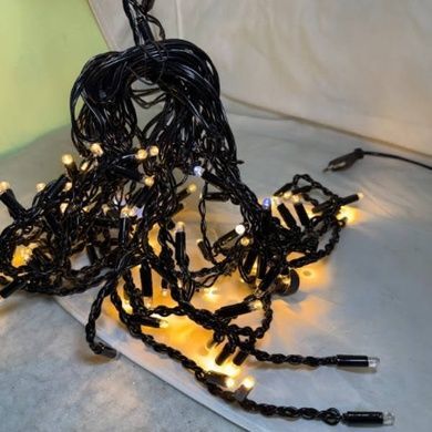 Гирлянда-бахрома 5м 120LED 220V Черный провод, Теплый свет