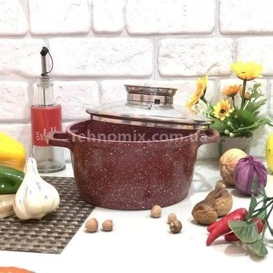 Каструля кругла з антипригарним покриттям з кришкою 28 см 6,63 л Червона