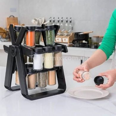 Карусель для спецій 18 відсіків Spice Rack Чорна