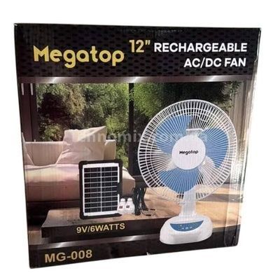 Вентилятор портативный аккумуляторный на солнечной панели 9V/4500 мАч Megatop MG008 Белый