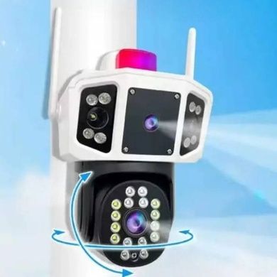 Камера для відеоспостереження вулична з сиреною на 2 об'єктиви IP WiFi JNice 12mp JE-2203 Біла