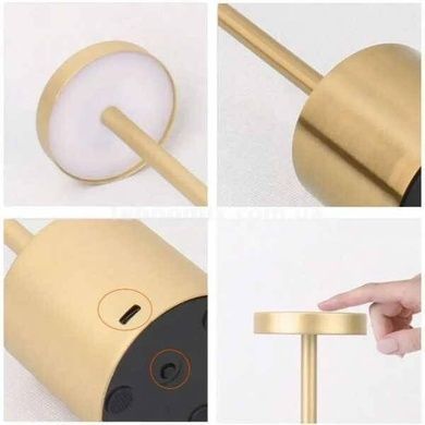 Ночник настольный металлический на батарейках LED A21 Gold
