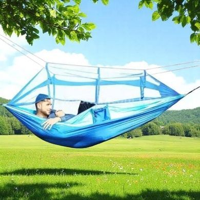 Туристический гамак Travel hammock с москитной сеткой Синий