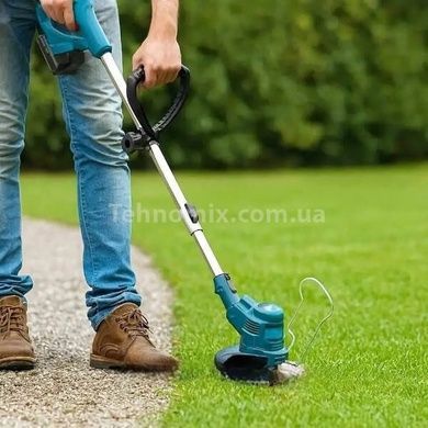 Набір садових акумуляторних інструментів 5в1 Секатор + Ланцюгова пила 6 + Повітродувка + Тример + Висоторіз Чорний з блакитним