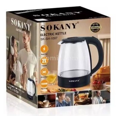 Електрочайник скляний із підсвічуванням 2л 1500В Sokany SK-SH-1097