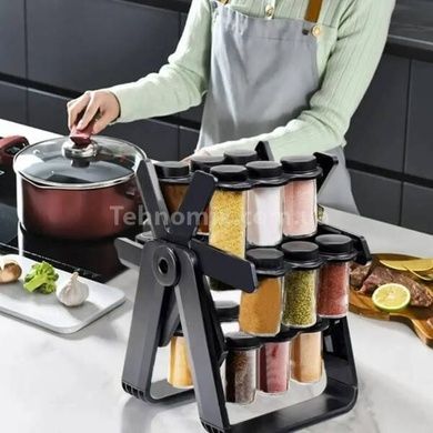 Карусель для спецій 18 відсіків Spice Rack Чорна