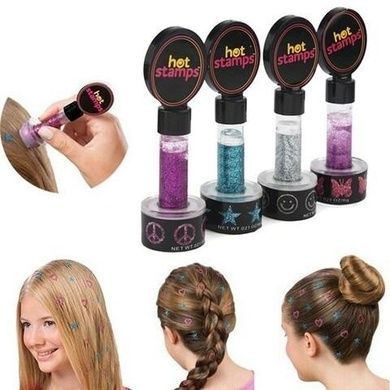 Фигурные тату-печатки для волос - Hot Stamps Hair Glitter