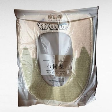 Чохол-сидіння на унітаз із вишивкою двоколірний Fashion Toilet Cushion AND 02 Р Оливковий з бежевим