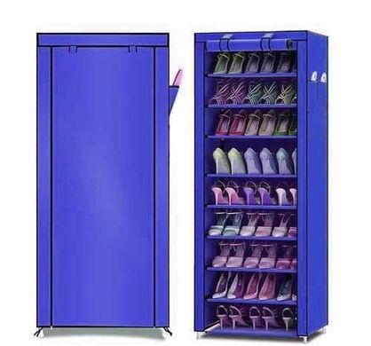 Складна тканинна шафа для взуття на 9 полиць T-1099 Синя