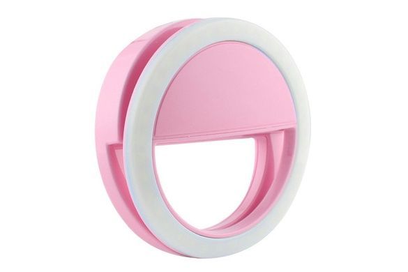 Світлодіодне селф-кільце на батарейках Selfie Ring Light Рожеве