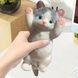 Сквиш-антистресс Котик лежит на спине Белый с серым