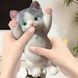 Сквиш-антистресс Котик лежит на спине Белый с серым