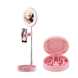 Круглое складное зеркало с LED подсветкой Live Makeup G3 Розовое