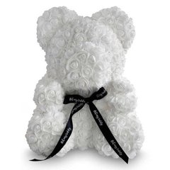 Мишка из 3D роз Zupo Crafts 25 см Белый + подарочная упаковка