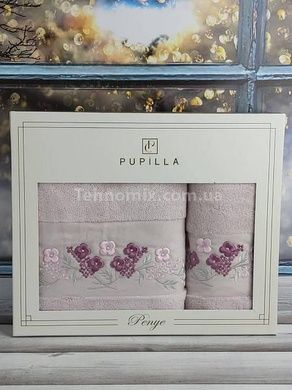 Полотенца Pupilla Eva sakura lila Пенье набор 2 шт