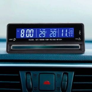 Авточасы вольтметр 2 термометра VST-7010V Черные