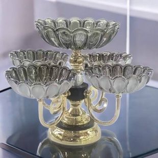 Піднос для фруктів та солодощів (5 тарілок) 1300-5 Fruit tray Темне скло