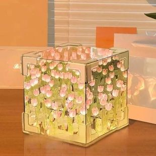Светильник декоративный аккумуляторный Куб с тюльпанами Magic Cube Night Light 214