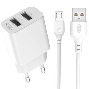 Мережевий зарядний пристрій блок живлення XO L109 Dual USB-A 2.4A Charger with Micro cable