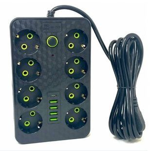Мережевий фільтр з USB (8&times;220В+4&times;USB+1&times;Type-C) HG-2528 3 метри Чорний