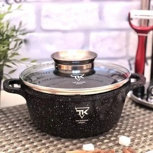 Каструля кругла з кришкою 2,4л 20см Top Kitchen TК00051 Чорна