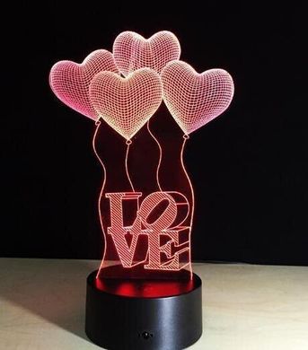 Настільний світильник New Idea 3D Desk Lamp Серденька кульки Love