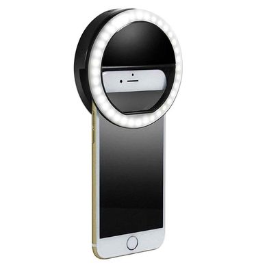 Світлодіодне селф-кільце на батарейках Selfie Ring Light Чорне